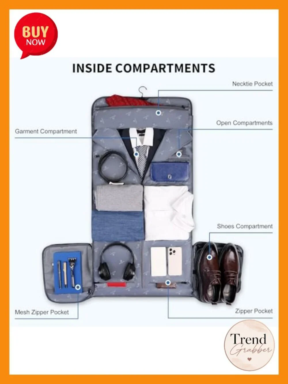 Convertible 48L Garment Duffel Bag with Anti-Wrinkle Suit Protection